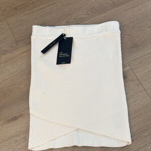Zara Cream Ribbed Wrap-Style Pencil Skirt
